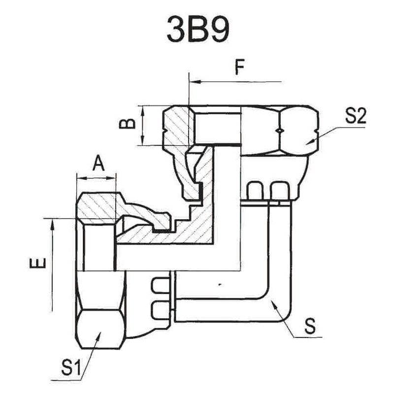 90°BPS FEMALE SWIVEL 60°CONE